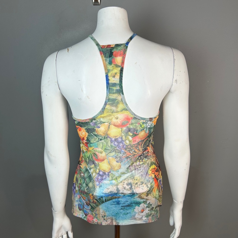 Sheer Tattoo Tank Top Jaded London Medium Mesh Tropical Fruit Floral - Picture 4 of 10